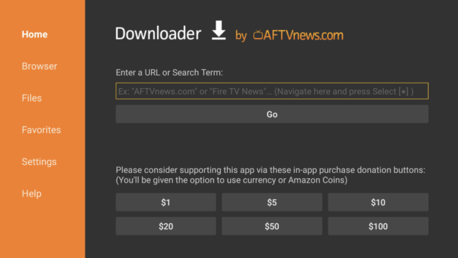 Paster the URL Swift Streamz APK on FireStick